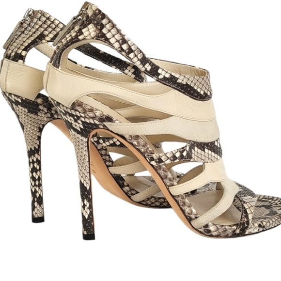 Gucci Python Caged Pumps Leather & Suede Sandals # 258343 39 FITS like 8.5 - Picture 11 of 13